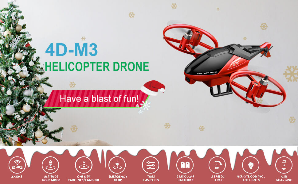 4DRC M3 RC Helicopter with 1080P HD Camera, Mini Drone, App Control Real-time Video Transmission, Quadcopter for Beginners, Christmas Gift for Adults and Children