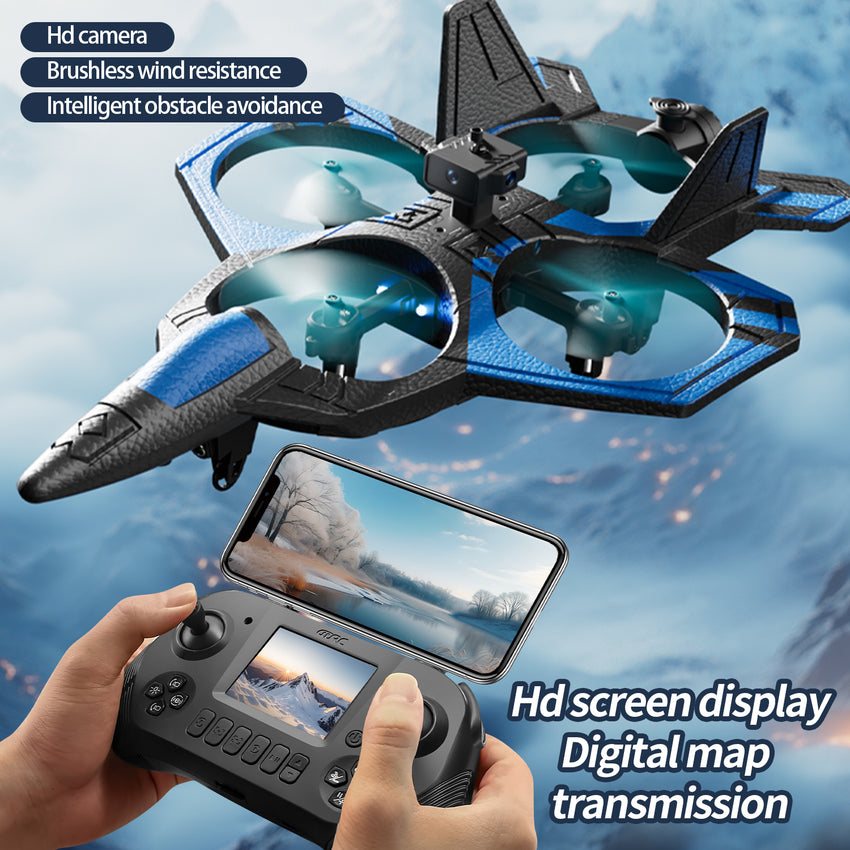 4D-V46 4-Axis Spray Combat Drone | 8K Dual Camera & Obstacle Avoidance Fighter Jet（LCD Screen Remote）