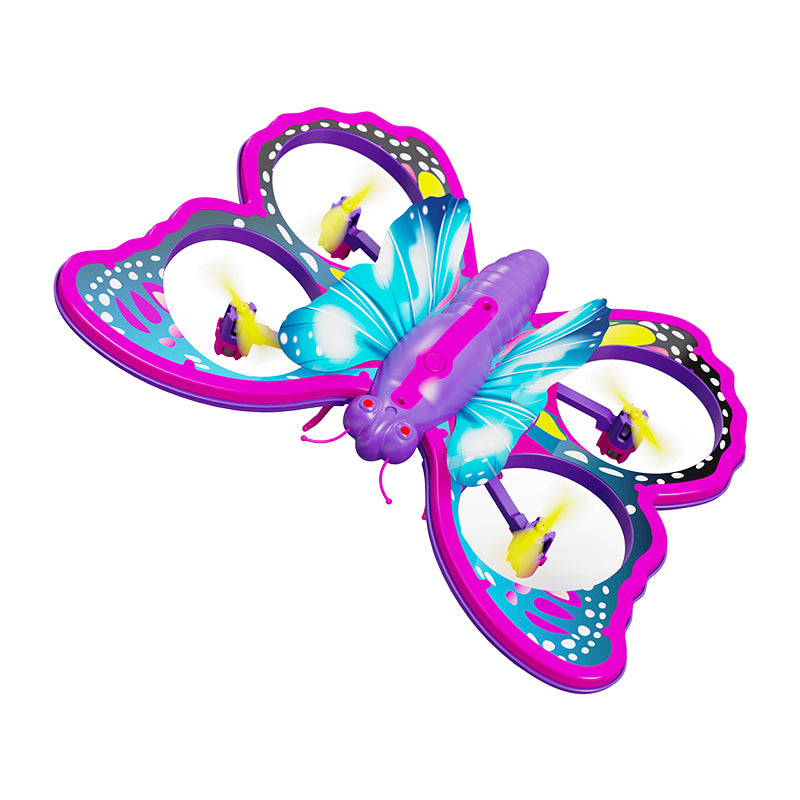 4D-V40 Glitter Butterfly Quadcopter Drone | Gravity Sensing, Obstacle Avoidance, LED Lights for Kids & Beginners