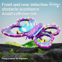 4D-V40 Glitter Butterfly Quadcopter Drone | Gravity Sensing, Obstacle Avoidance, LED Lights for Kids & Beginners