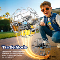 4D-V51 Brushless Flying Soccer Ball Drone – 8K Video, Full Cage Protection & Turtle Mode (4.7V Screen Edition)