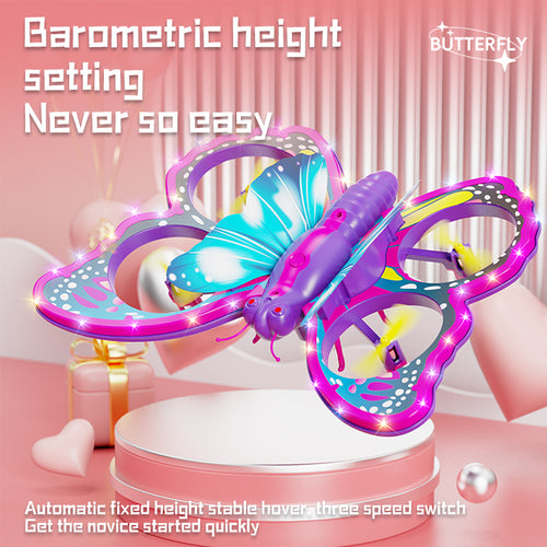 4D-V40 Glitter Butterfly Quadcopter Drone | Gravity Sensing, Obstacle Avoidance, LED Lights for Kids & Beginners