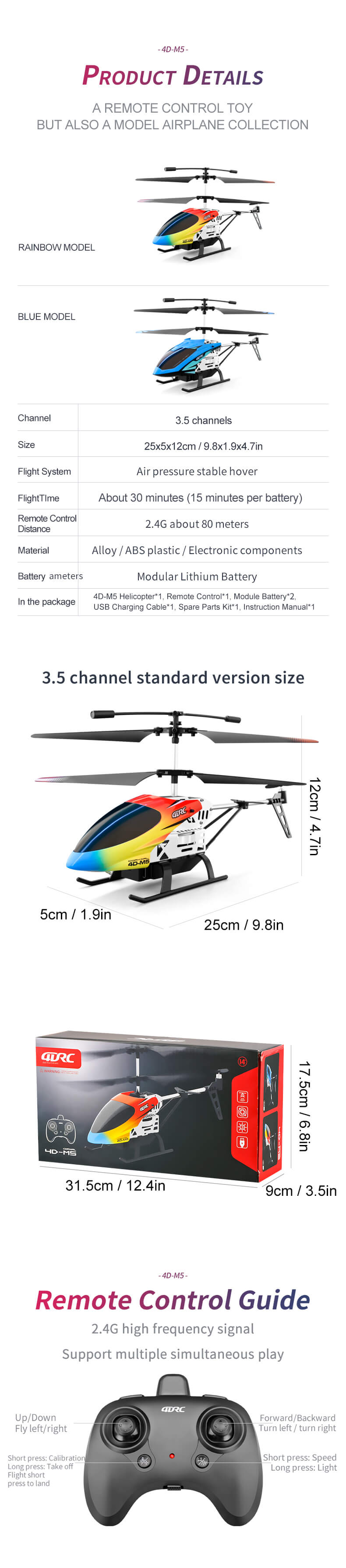4DRC M5 Remote Control Helicopter 4D-M5 RC Helicopter Kids Toy