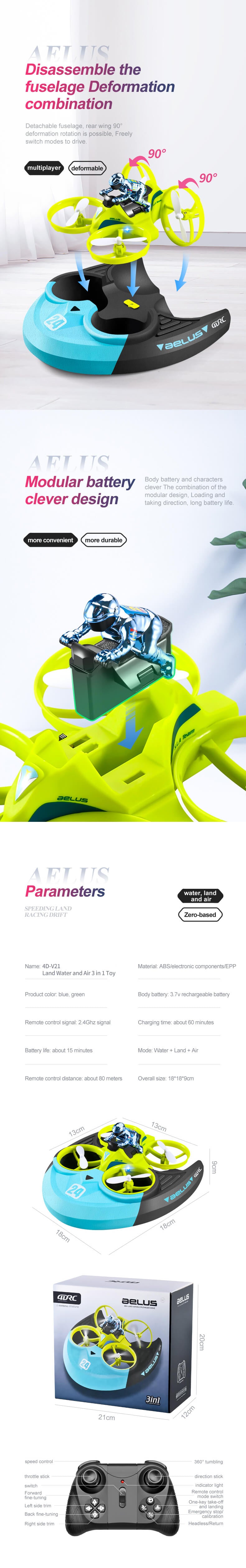 4D-V24 Water, land and air 3-in-1 Drone Toys
