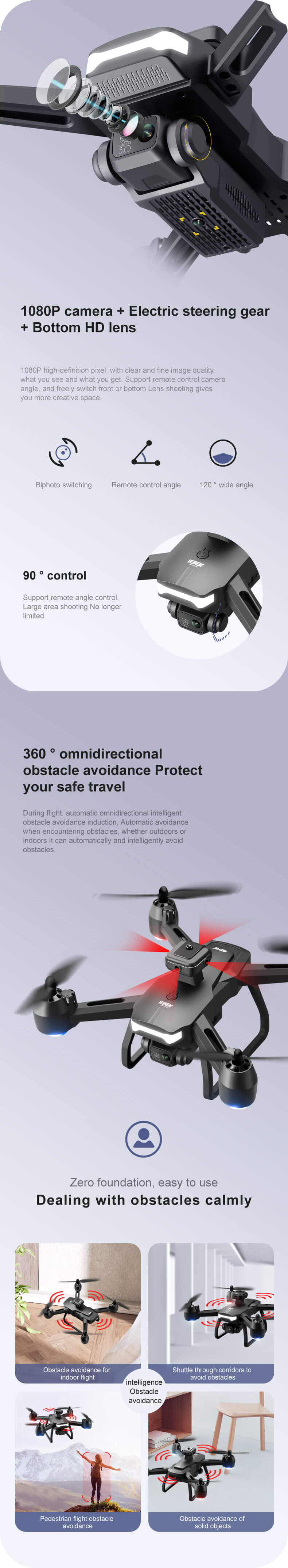 4DRC V29 obstacle avoidance UAV with HD dual cameras, support wifi image transmission, remote control can adjust camera Angle, optical flow positioning hover, easy flight operation, equipped with 2 batteries, suitable for adult UAV toy gift.