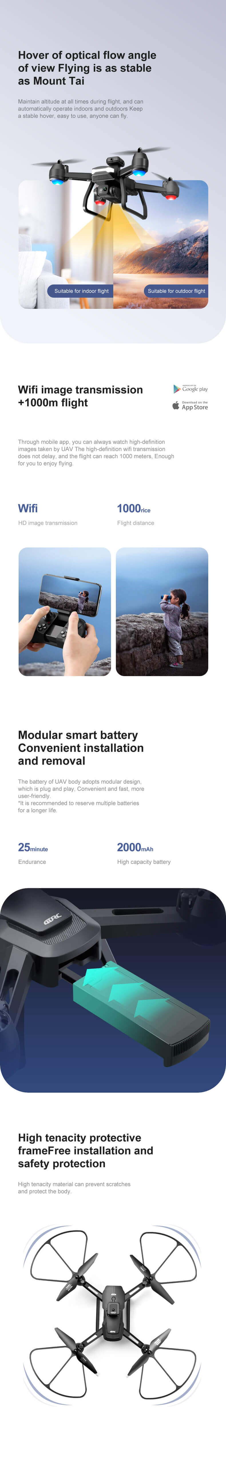 4DRC V29 obstacle avoidance UAV with HD dual cameras, support wifi image transmission, remote control can adjust camera Angle, optical flow positioning hover, easy flight operation, equipped with 2 batteries, suitable for adult UAV toy gift.