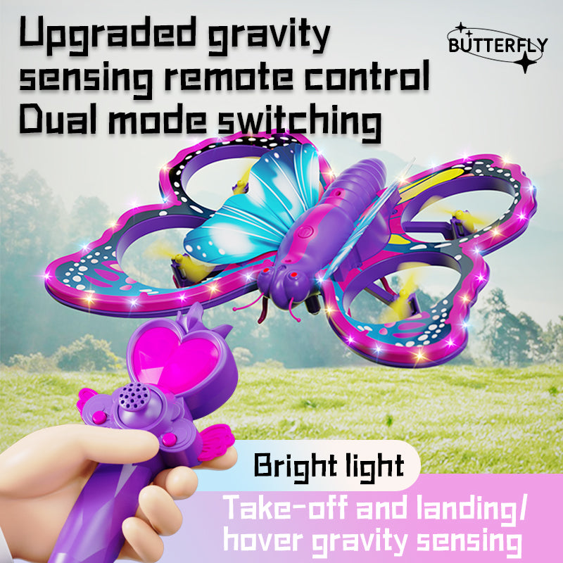 4D-V40 Glitter Butterfly Quadcopter Drone | Gravity Sensing, Obstacle Avoidance, LED Lights for Kids & Beginners