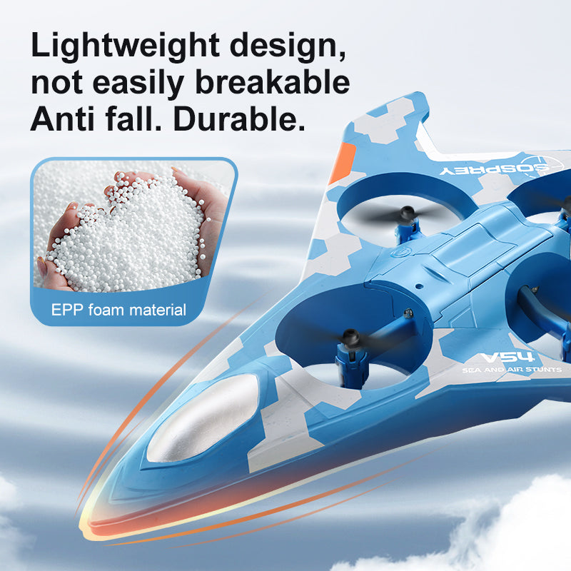 4D-V54 EPP Foam Amphibious Fighter Jet | Sea, Land & Air Stunt Drone for Beginners & Kids