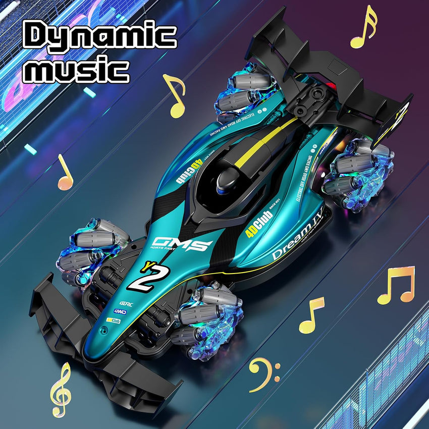 4DRC Y2 Gesture Hand Remote Control Car for Kids Age 6-12 Year Old 2.4GHz 4WD 360°Rotation Drift RC Stunt Car with Light & Music & Spray 1:12 Scale Toy Cars Gift for Boys Girls
