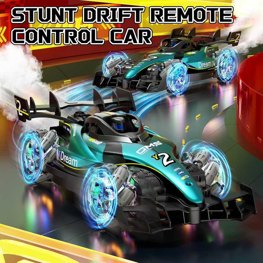 4DRC Y2 Gesture Hand Remote Control Car for Kids Age 6-12 Year Old 2.4GHz 4WD 360°Rotation Drift RC Stunt Car with Light & Music & Spray 1:12 Scale Toy Cars Gift for Boys Girls