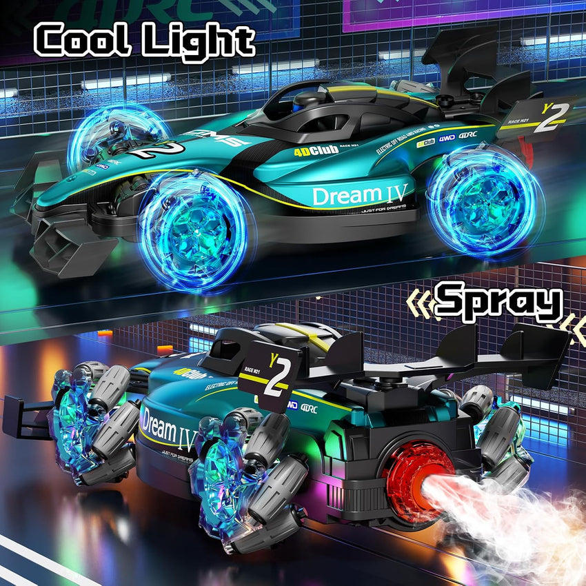 4DRC Y2 Gesture Hand Remote Control Car for Kids Age 6-12 Year Old 2.4GHz 4WD 360°Rotation Drift RC Stunt Car with Light & Music & Spray 1:12 Scale Toy Cars Gift for Boys Girls