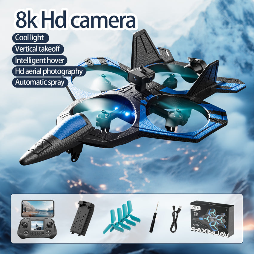 4D-V46 4-Axis Spray Combat Drone | 8K Dual Camera & Obstacle Avoidance Fighter Jet（LCD Screen Remote）