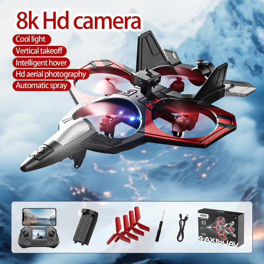 4D-V46 4-Axis Spray Combat Drone | 8K Dual Camera & Obstacle Avoidance Fighter Jet（LCD Screen Remote）