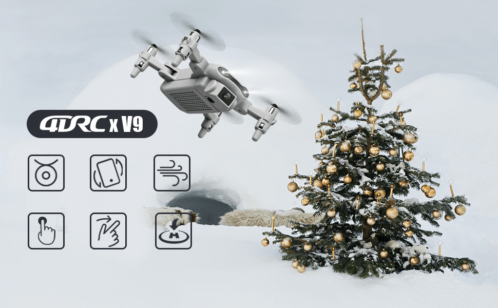4DRC V9 mini drone with 720P HD camera, dual-lens real-time video transmission, app control, quadcopter for beginners, remote control toy gift for adults and children
