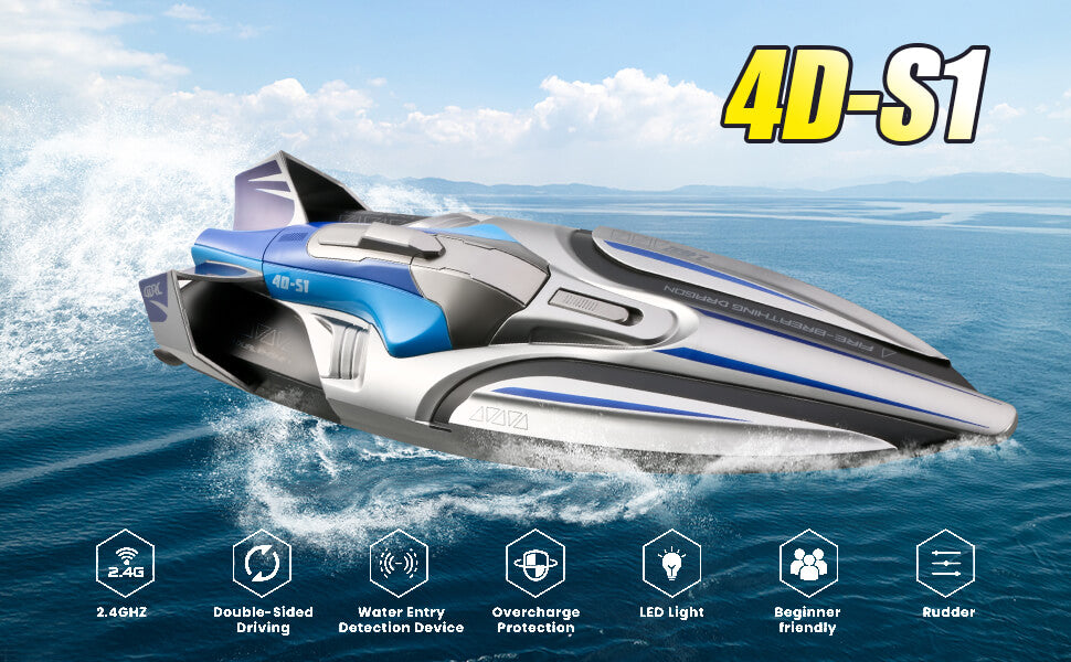 4DRC S1 Remote Control Boat for Kids Adults,20+ MPH Fast Rc Boat for Pools and Lakes