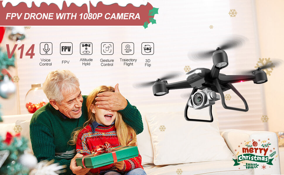 4DRC V14 drone with 1080P HD camera, app control real-time video transmission, quadcopter for beginners, Christmas gift for adults and children