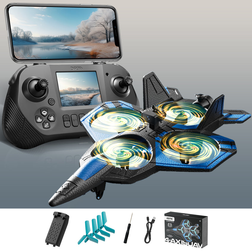 4D-V46 4-Axis Spray Combat Drone | 8K Dual Camera & Obstacle Avoidance Fighter Jet（LCD Screen Remote）