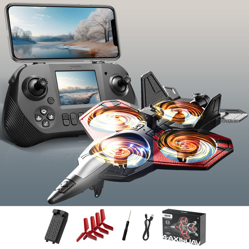 4D-V46 4-Axis Spray Combat Drone | 8K Dual Camera & Obstacle Avoidance Fighter Jet（LCD Screen Remote）