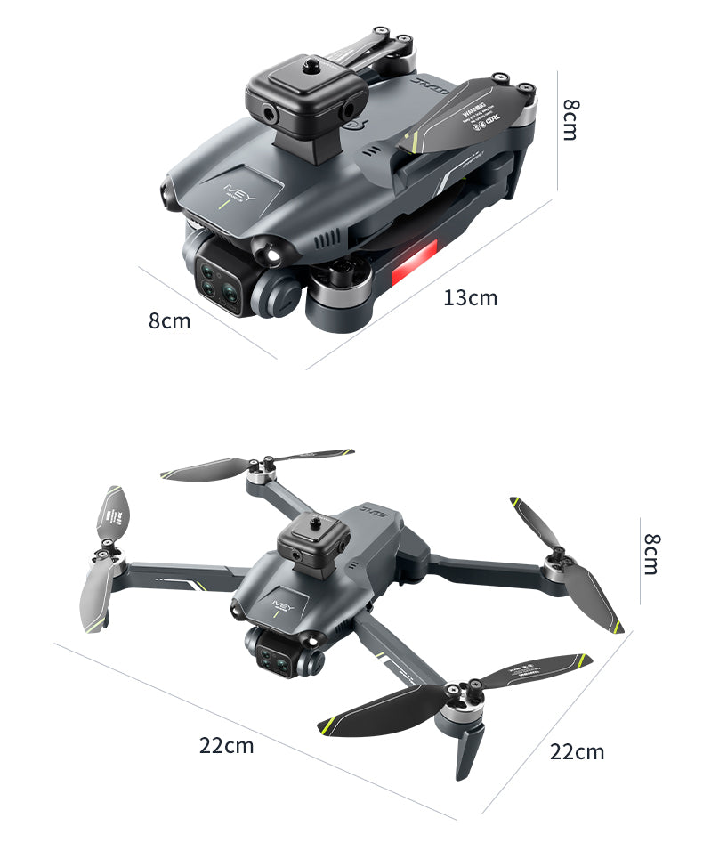 4D-V28 Mini Foldable Drone – 8K Triple Camera, 360° Obstacle Avoidance, Screen Remote（WiFi）