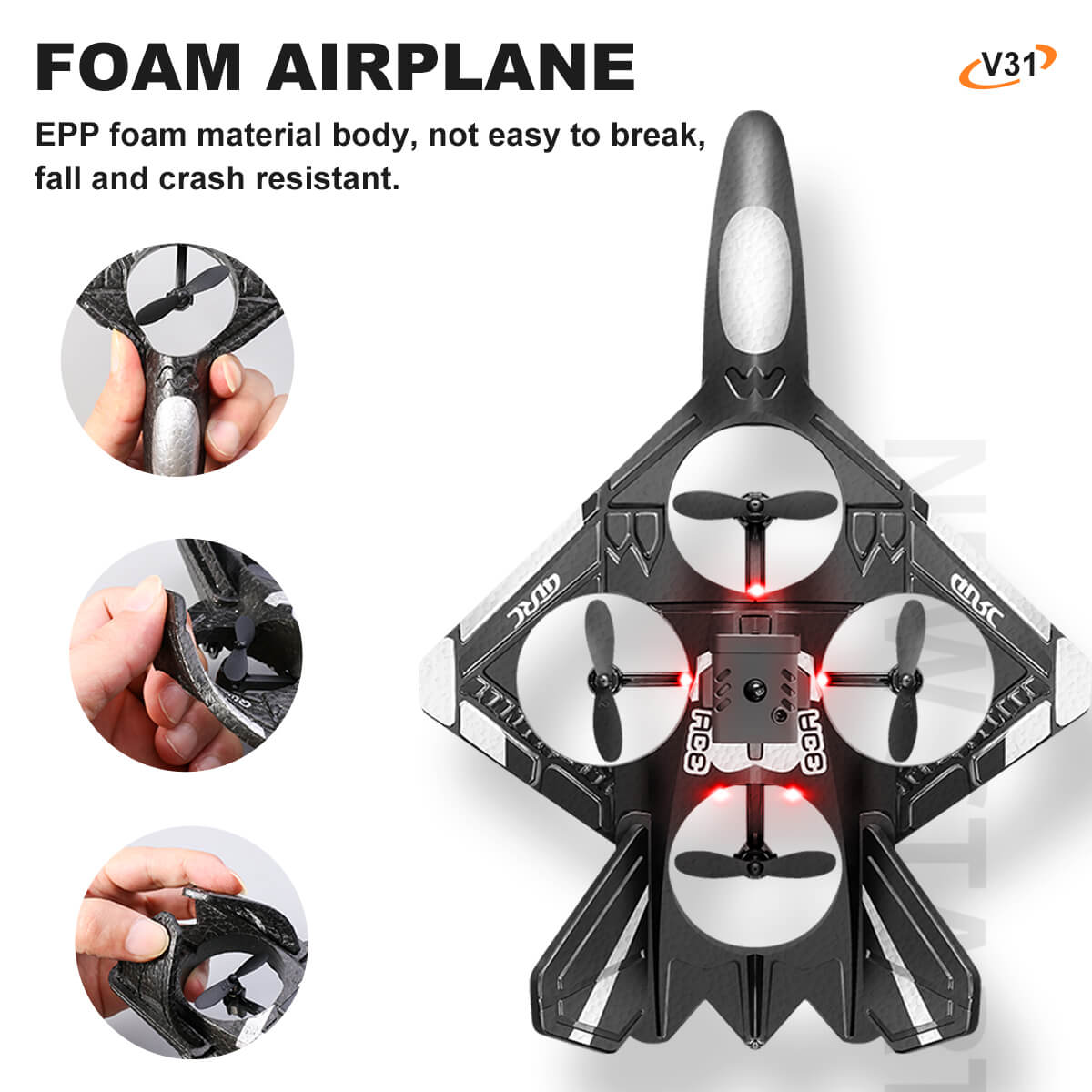4DRC V31 Remote Control Airplane with Obstacle Avoidance