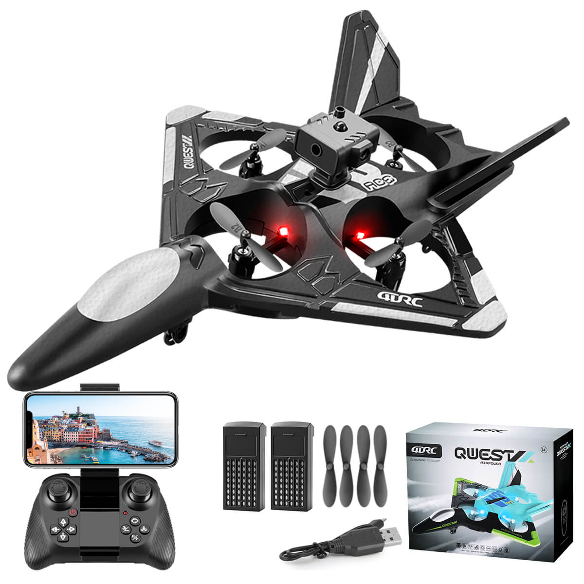 4DRC V31 Remote Control Airplane with Obstacle Avoidance