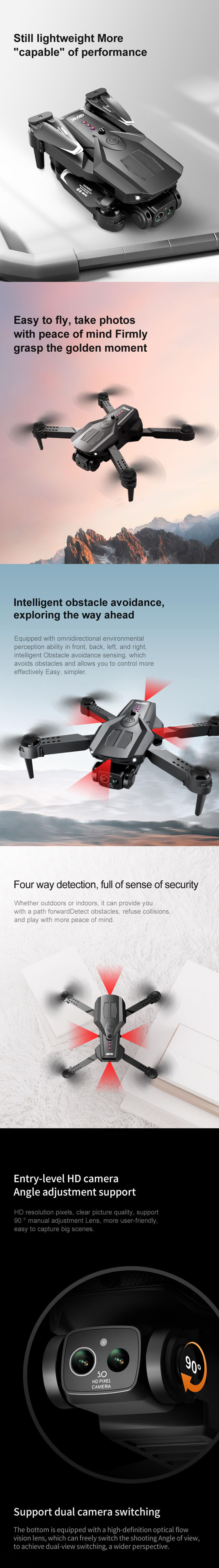 4DRC V32 Obstacle Avoidance Beginner Drone Wifi HD camera with 2 batteries, remote control toy Christmas gift