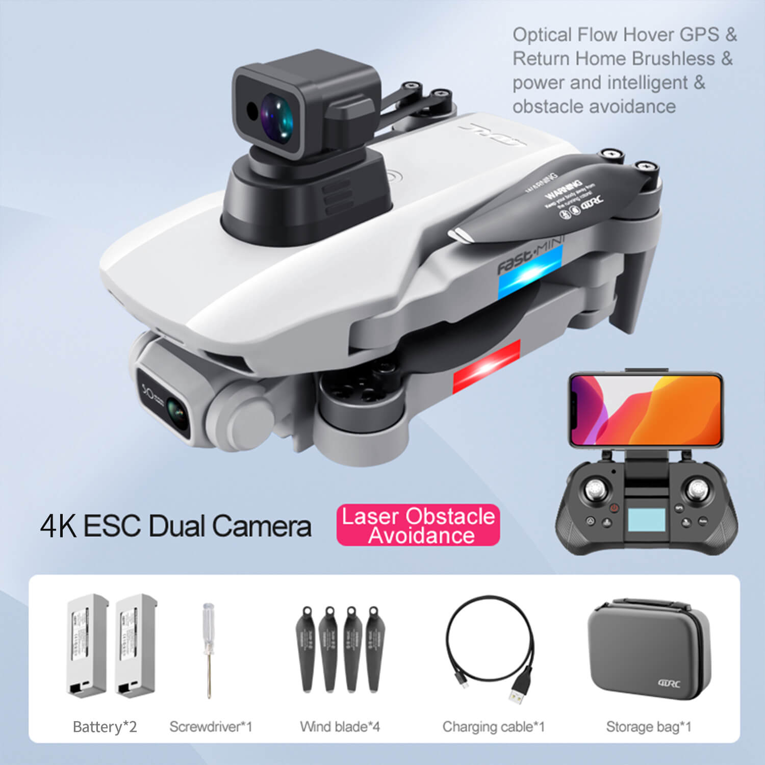 D75 GPS Drone with 4K HD Camera for Adults, Foldable Drone for Beginners  with Obstacle Avoidance and Brushless Motor, Auto Return Home and Optical