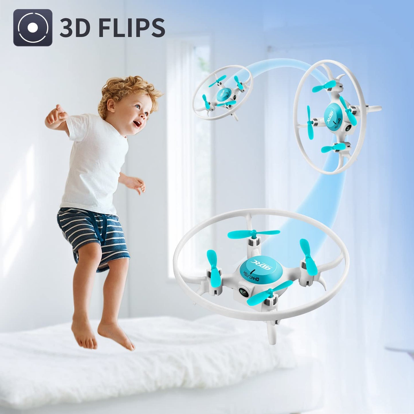 4D-V5 Mini Drone with Camera and LED Lights for Kids Blue