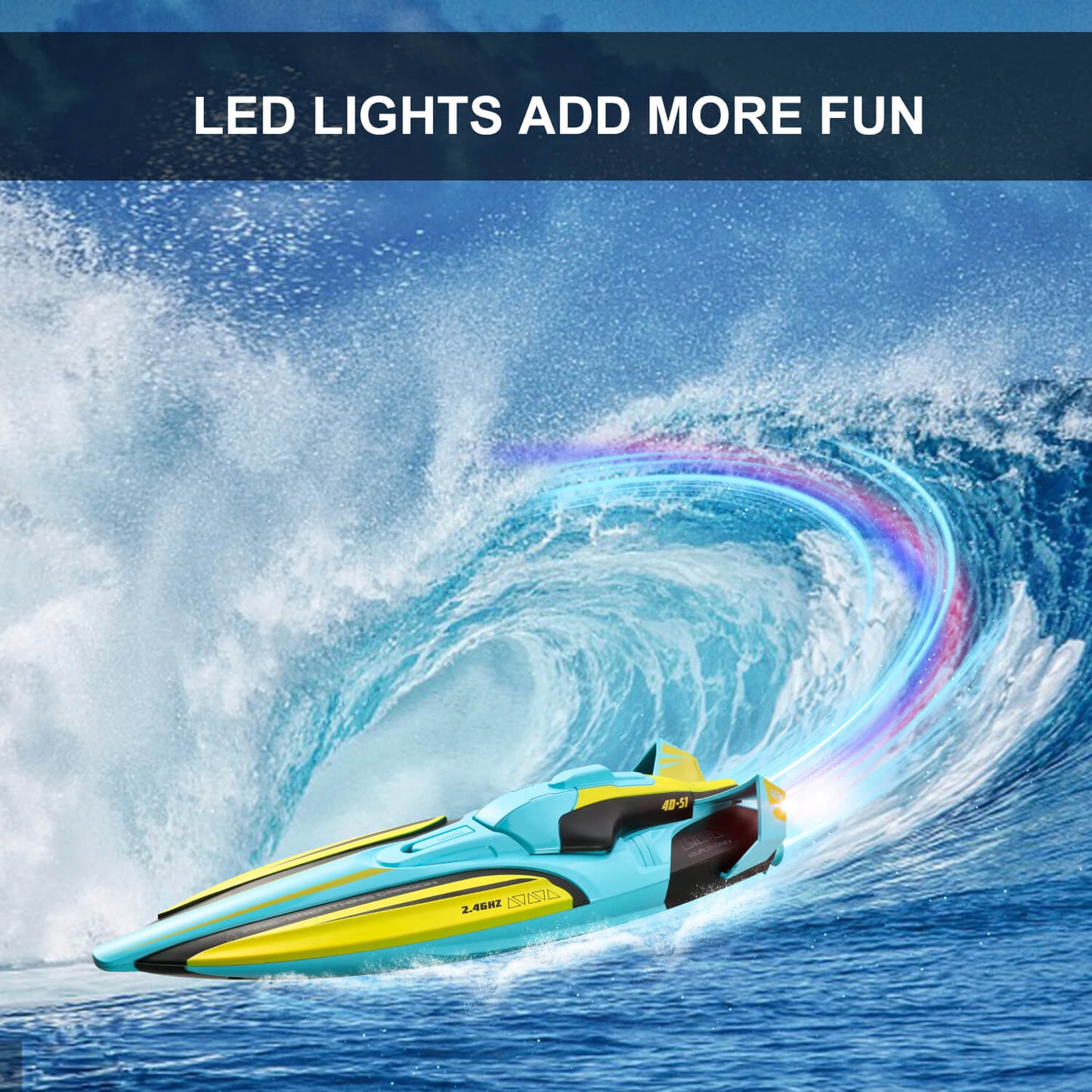 4D-S1 Remote Control Boat (Yellow) with 2 Batteries
