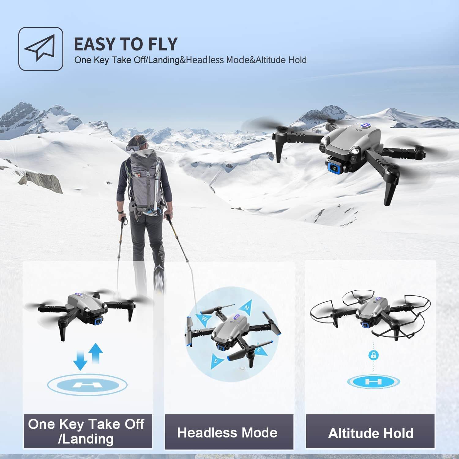 4DRC Mini Drone With 720p Camera for Kids and Adults, FPV Drone Beginners  RC Foldable Live Video Quadcopter,3D Flips and Headless Mode,One Key