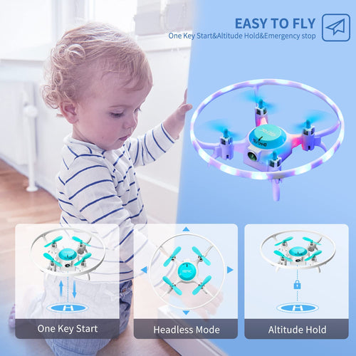 4D-V5 Mini Drone with LED Lights for Kids Blue