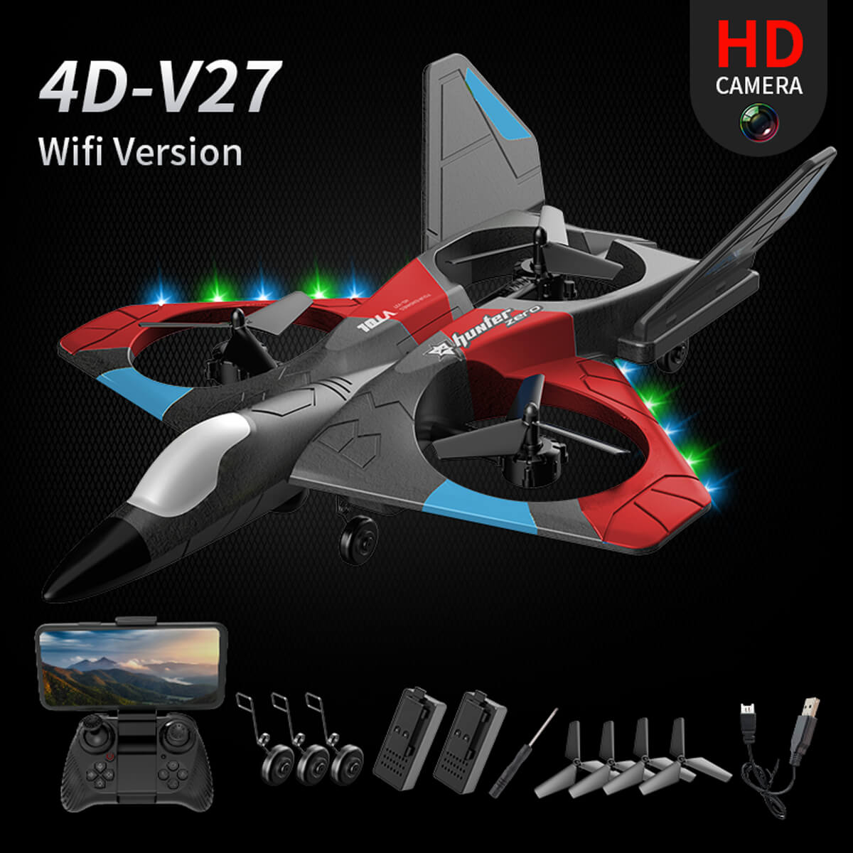 4D-V27 RC Aircraft with HD Camera 2.4G Wireless Remote Control Airplane ...